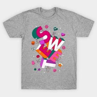 SWEET 3D Typography in Pink T-Shirt